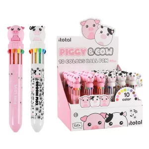BOLÍGRAFO 10 COLORES CERDO Y VACA ITOTAL