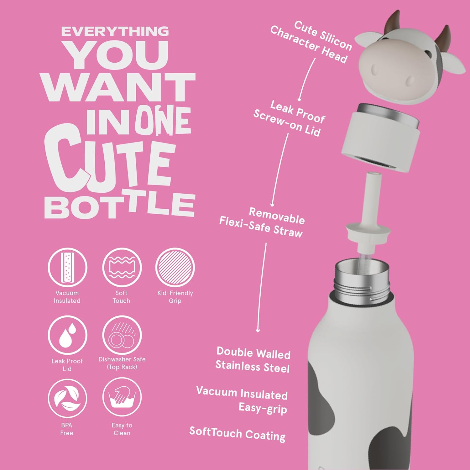 BOTELLA TERMO VACA 460ml ASOBU BESTIE - Imagen 4