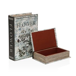 CAJA LIBRO FLOWERS CLARO 2 TAMAÑOS VERSA