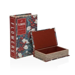 CAJA LIBRO FLOWERS OSCURO 2 TAMAÑOS VERSA