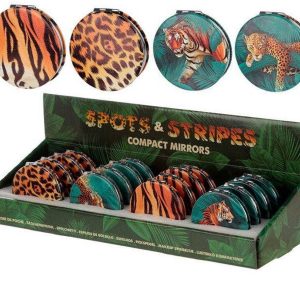ESPEJO DOBLE DE ACERO TIGRE Y LEOPARDO