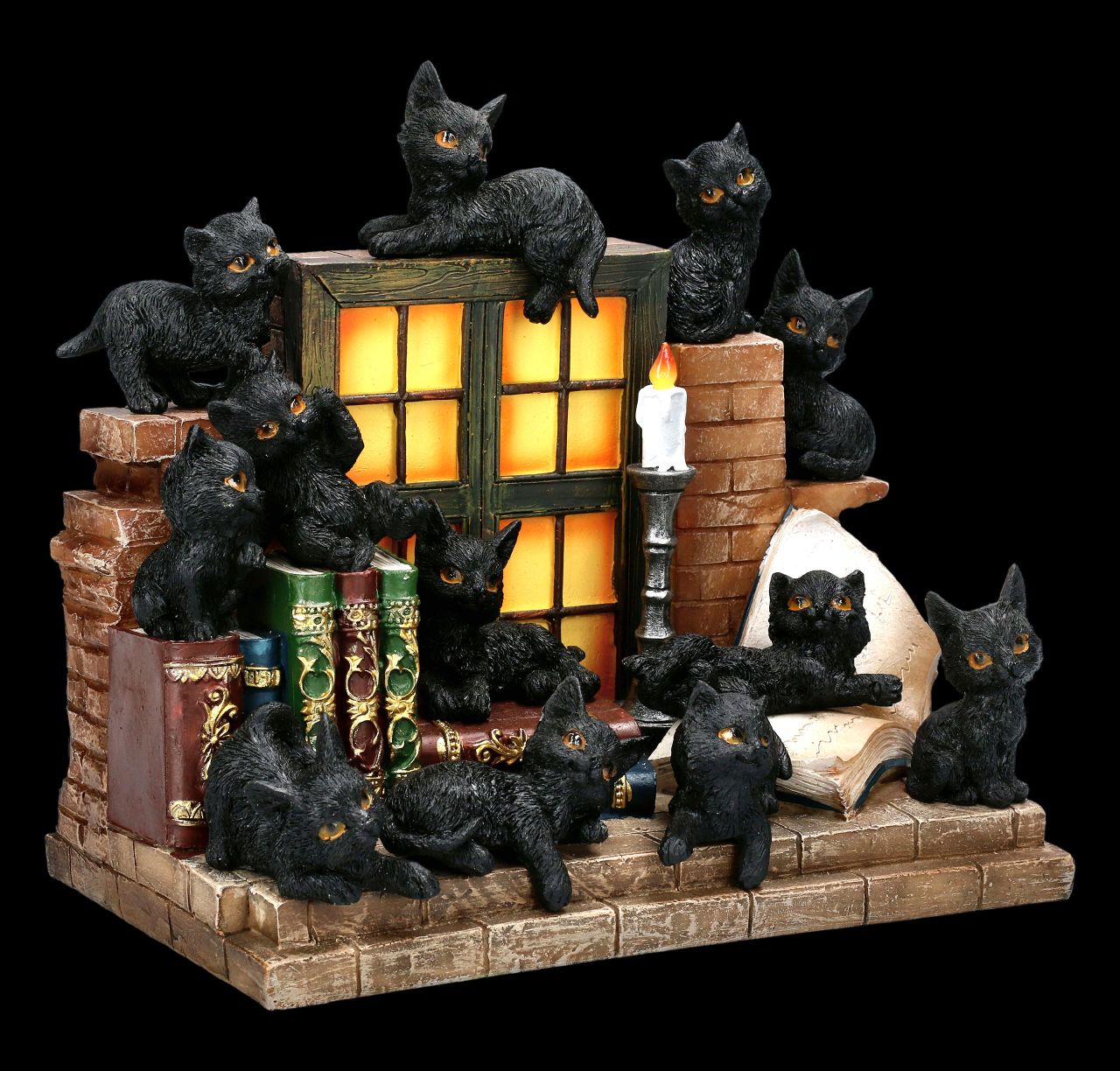 FIGURA DE RESINA DE LIBRERÍA CON GATOS WICCA - Imagen 2