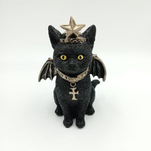 FIGURA DE RESINA GATO WICCA CON ALAS