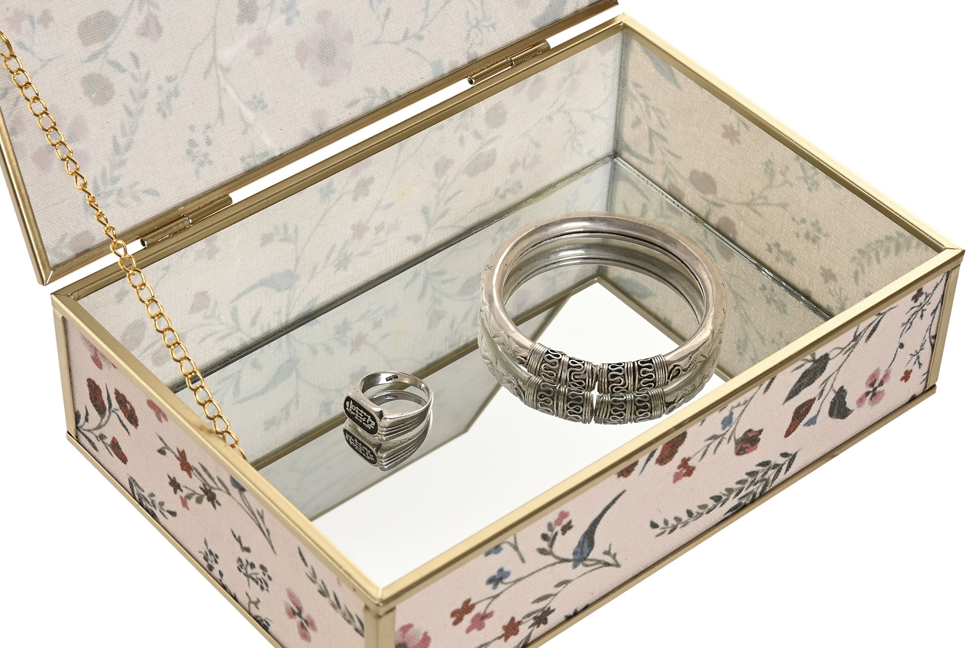 JOYERO DE CRISTAL FLORES CON ESPEJO ITEM - Imagen 4