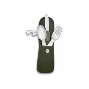 SET DE CUBIERTOS, NAVAJA Y FUNDA PARA CAMPING ALBAINOX