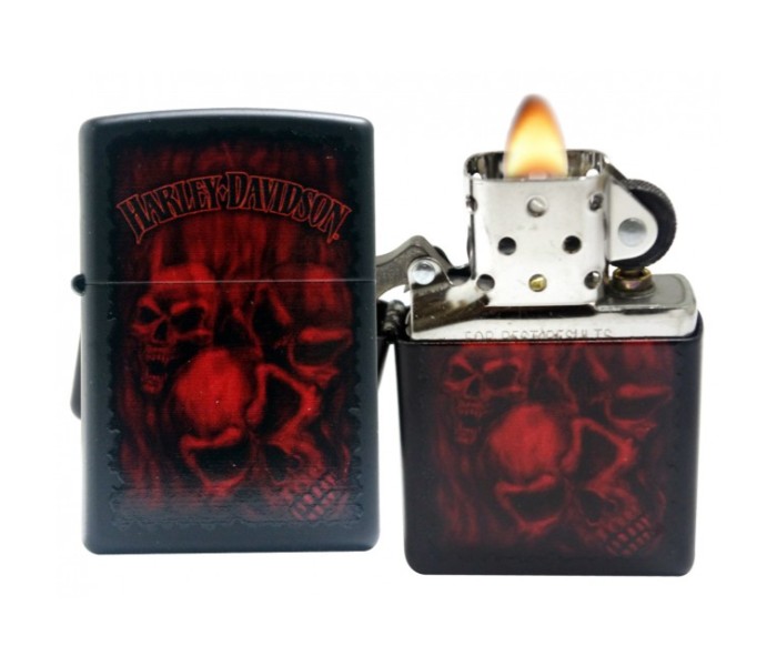 ZIPPO HARLEY DAVIDSON RED SKULLS LIGHTER - Imagen 2