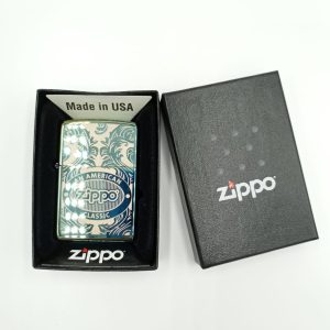 ZIPPO SCROLL VERDE GRABADO