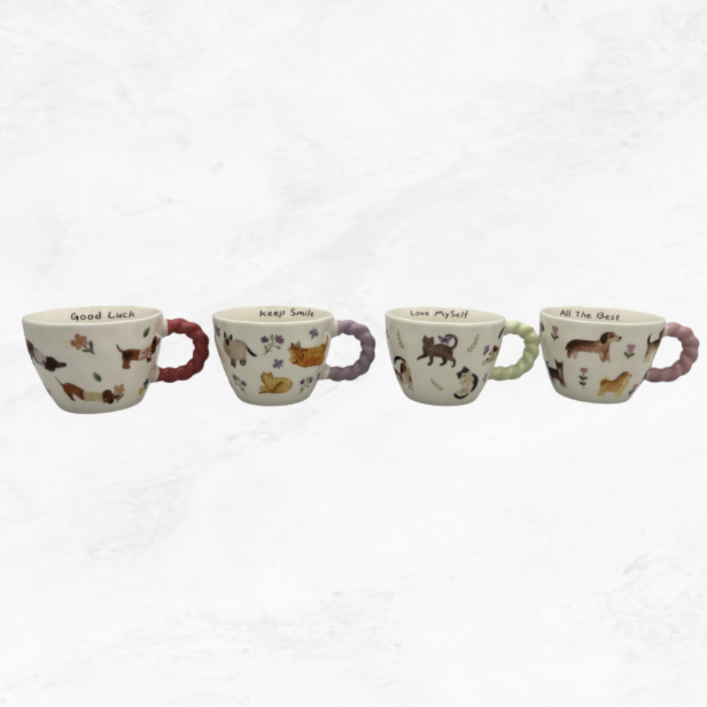 Tazas de Perros & Gatos Asas de Rizo