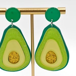 Pendientes de Metacrilato Efecto Espejo - AGUACATE