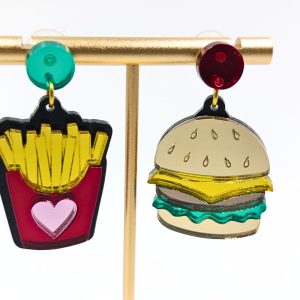 Pendientes de Metacrilato Efecto Espejo - BURGUER